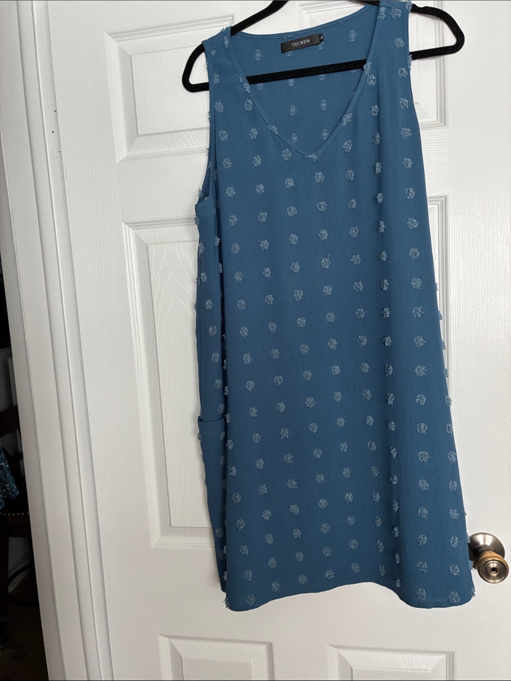 Vince Camuto Dusty Blue Sleeveless V-Neck Midi Dress